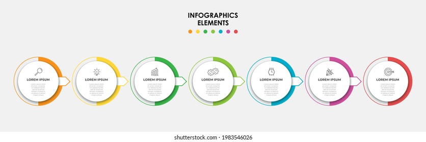 Vector Infographic design business template with icons and 7 options or steps. Can be used for process diagram, presentations, workflow layout, banner, flow chart, info graph