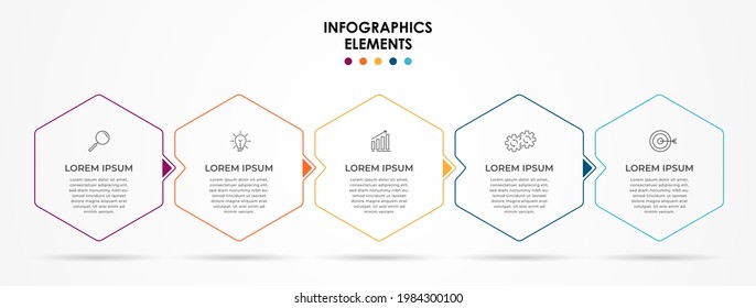 Vector Infographic design business template with icons and 5 options or steps. Can be used for process diagram, presentations, workflow layout, banner, flow chart, info graph