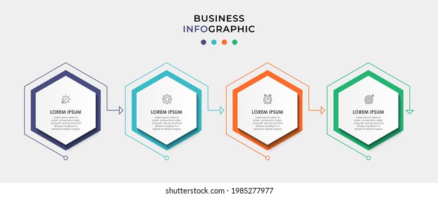 Vector Infographic design business template with icons and 4 options or steps. Can be used for process diagram, presentations, workflow layout, banner, flow chart, info graph