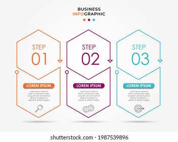 Vector Infographic design business template with icons and 3 options or steps. Can be used for process diagram, presentations, workflow layout, banner, flow chart, info graph