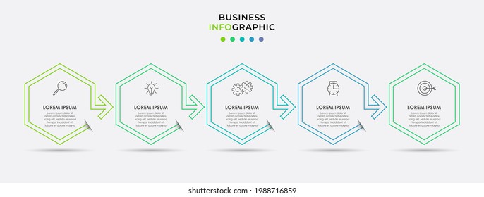 Vector Infographic design business template with icons and 5 options or steps. Can be used for process diagram, presentations, workflow layout, banner, flow chart, info graph