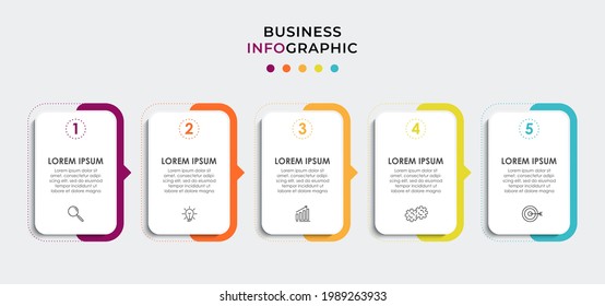 Vector Infographic design business template with icons and 5 options or steps. Can be used for process diagram, presentations, workflow layout, banner, flow chart, info graph