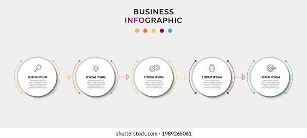 Vector Infographic design business template with icons and 5 options or steps. Can be used for process diagram, presentations, workflow layout, banner, flow chart, info graph