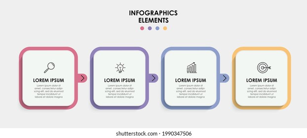 Vector Infographic design business template with icons and 4 options or steps. Can be used for process diagram, presentations, workflow layout, banner, flow chart, info graph