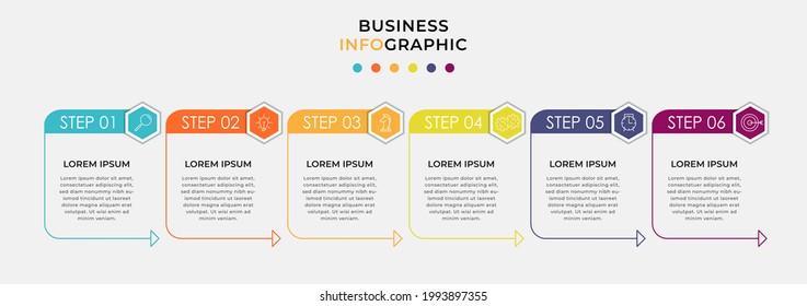 Vector Infographic design business template with icons and 6 options or steps. Can be used for process diagram, presentations, workflow layout, banner, flow chart, info graph