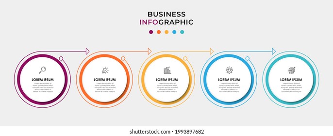 Vector Infographic design business template with icons and 5 options or steps. Can be used for process diagram, presentations, workflow layout, banner, flow chart, info graph