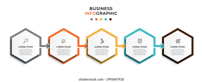 Vector Infographic design business template with icons and 5 options or steps. Can be used for process diagram, presentations, workflow layout, banner, flow chart, info graph