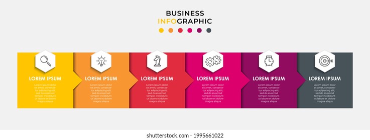 Vector Infographic design business template with icons and 6 options or steps. Can be used for process diagram, presentations, workflow layout, banner, flow chart, info graph
