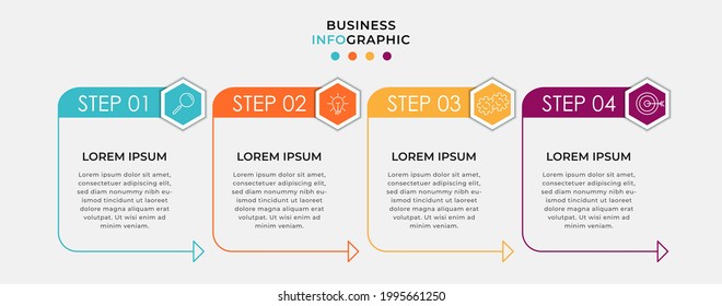 Vector Infographic design business template with icons and 4 options or steps. Can be used for process diagram, presentations, workflow layout, banner, flow chart, info graph
