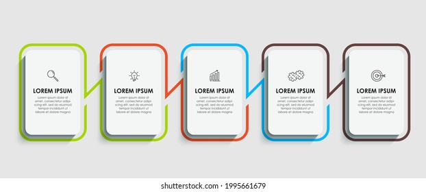 Vector Infographic design business template with icons and 5 options or steps. Can be used for process diagram, presentations, workflow layout, banner, flow chart, info graph