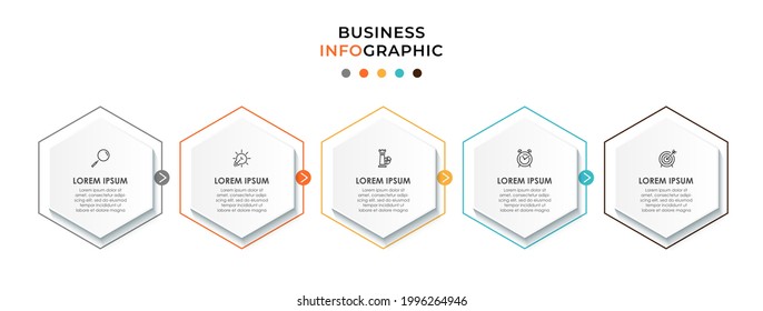 Vector Infographic design business template with icons and 5 options or steps. Can be used for process diagram, presentations, workflow layout, banner, flow chart, info graph