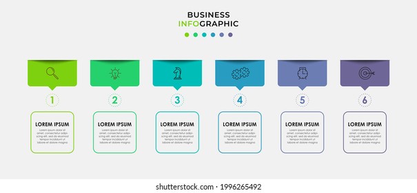 Vector Infographic design business template with icons and 6 options or steps. Can be used for process diagram, presentations, workflow layout, banner, flow chart, info graph