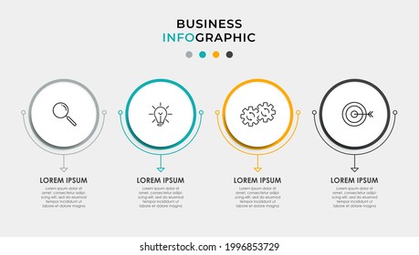 Vector Infographic design business template with icons and 4 options or steps. Can be used for process diagram, presentations, workflow layout, banner, flow chart, info graph