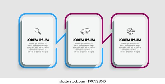 Vector Infographic design business template with icons and 3 options or steps. Can be used for process diagram, presentations, workflow layout, banner, flow chart, info graph