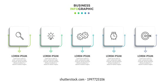 Vector Infographic design business template with icons and 5 options or steps. Can be used for process diagram, presentations, workflow layout, banner, flow chart, info graph