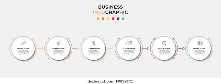 Vector Infographic design business template with icons and 6 options or steps. Can be used for process diagram, presentations, workflow layout, banner, flow chart, info graph
