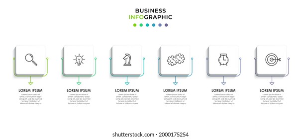 Vector Infographic design business template with icons and 6 options or steps. Can be used for process diagram, presentations, workflow layout, banner, flow chart, info graph