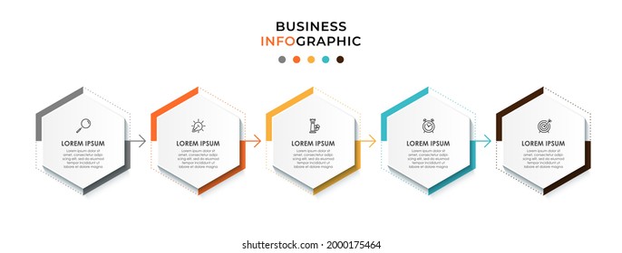 Vector Infographic design business template with icons and 5 options or steps. Can be used for process diagram, presentations, workflow layout, banner, flow chart, info graph