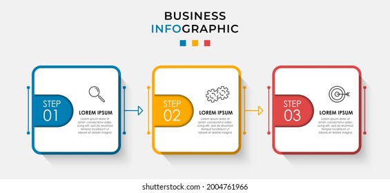 Vector Infographic design business template with icons and 3 options or steps. Can be used for process diagram, presentations, workflow layout, banner, flow chart, info graph