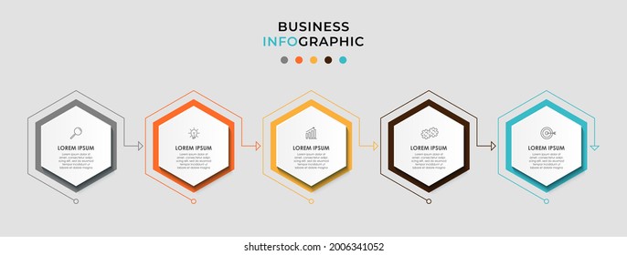 Vector Infographic design business template with icons and 5 options or steps. Can be used for process diagram, presentations, workflow layout, banner, flow chart, info graph