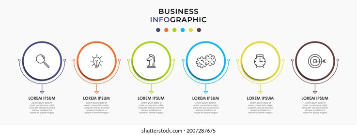 Vector Infographic design business template with icons and 6 options or steps. Can be used for process diagram, presentations, workflow layout, banner, flow chart, info graph