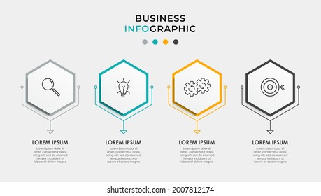 Vector Infographic design business template with icons and 4 options or steps. Can be used for process diagram, presentations, workflow layout, banner, flow chart, info graph