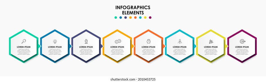 Vector Infographic design business template with icons and 8 options or steps. Can be used for process diagram, presentations, workflow layout, banner, flow chart, info graph