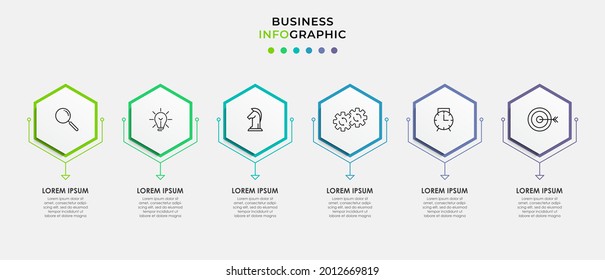 Vector Infographic design business template with icons and 6 options or steps. Can be used for process diagram, presentations, workflow layout, banner, flow chart, info graph