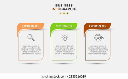 Vector Infographic design business template with icons and 3 options or steps. Can be used for process diagram, presentations, workflow layout, banner, flow chart, info graph