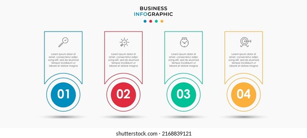 Vector Infographic design business template with icons and 4 options or steps. Can be used for process diagram, presentations, workflow layout, banner, flow chart, info graph