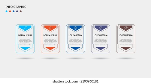 Plantilla de negocio de diseño de infografía vectorial con iconos y 5 opciones o pasos. Se puede utilizar para el diagrama de procesos, presentaciones, diseño de flujo de trabajo, banner, diagrama de flujo, gráfico de información