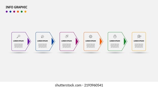 Plantilla de negocio de diseño de infografía vectorial con iconos y 6 opciones o pasos. Se puede utilizar para el diagrama de procesos, presentaciones, diseño de flujo de trabajo, banner, diagrama de flujo, gráfico de información