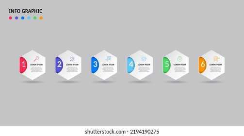 Vector Infographic design business template with icons and 6 options or steps. Can be used for process diagram, presentations, workflow layout, banner, flow chart, info graph