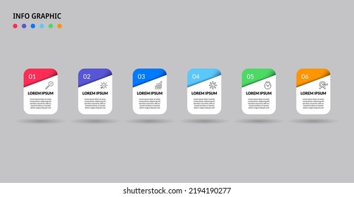 Vector Infographic design business template with icons and 6 options or steps. Can be used for process diagram, presentations, workflow layout, banner, flow chart, info graph