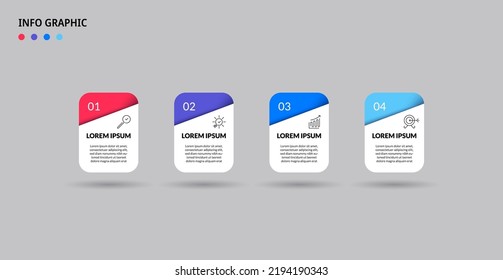 Vector Infografik Design Business Template mit Symbolen und 4 Optionen oder Schritten. Kann für Prozessdiagramm, Präsentationen, Workflow-Layout, Banner, Flussdiagramm, Info-Graphen verwendet werden