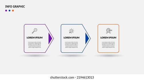 Plantilla de negocio de diseño de infografía vectorial con iconos y 3 opciones o pasos. Se puede utilizar para el diagrama de procesos, presentaciones, diseño de flujo de trabajo, banner, diagrama de flujo, gráfico de información
