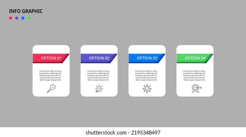 Plantilla de negocio de diseño de infografía vectorial con iconos y 4 opciones o pasos. Se puede utilizar para el diagrama de procesos, presentaciones, diseño de flujo de trabajo, banner, diagrama de flujo, gráfico de información