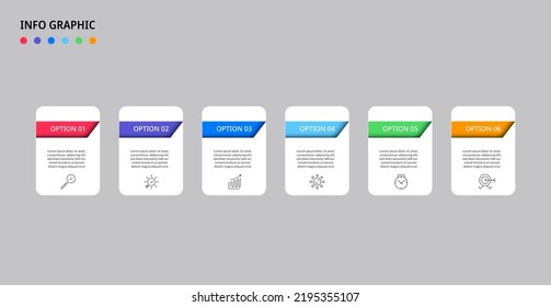 Plantilla de negocio de diseño de infografía vectorial con iconos y 6 opciones o pasos. Se puede utilizar para el diagrama de procesos, presentaciones, diseño de flujo de trabajo, banner, diagrama de flujo, gráfico de información