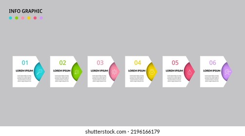 Vector Infographic design business template with icons and 6 options or steps. Can be used for process diagram, presentations, workflow layout, banner, flow chart, info graph