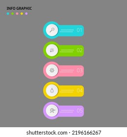 Plantilla de negocio de diseño de infografía vectorial con iconos y 5 opciones o pasos. Se puede utilizar para el diagrama de procesos, presentaciones, diseño de flujo de trabajo, banner, diagrama de flujo, gráfico de información