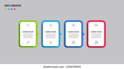Plantilla de negocio de diseño de infografía vectorial con iconos y 4 opciones o pasos. Se puede utilizar para el diagrama de procesos, presentaciones, diseño de flujo de trabajo, banner, diagrama de flujo, gráfico de información
