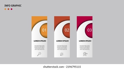 Plantilla de negocio de diseño de infografía vectorial con iconos y 3 opciones o pasos. Se puede utilizar para el diagrama de procesos, presentaciones, diseño de flujo de trabajo, banner, diagrama de flujo, gráfico de información