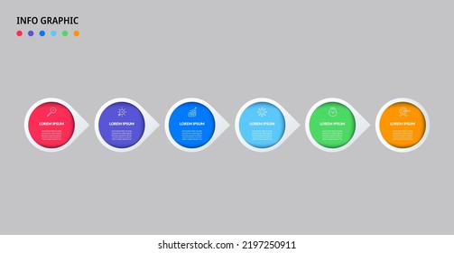 Plantilla de negocio de diseño de infografía vectorial con iconos y 6 opciones o pasos. Se puede utilizar para el diagrama de procesos, presentaciones, diseño de flujo de trabajo, banner, diagrama de flujo, gráfico de información