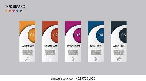 Vector Infographic design business template with icons and 5 options or steps. Can be used for process diagram, presentations, workflow layout, banner, flow chart, info graph
