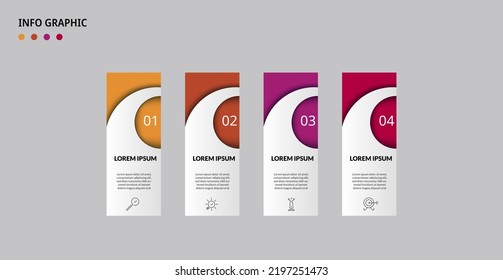 Plantilla de negocio de diseño de infografía vectorial con iconos y 4 opciones o pasos. Se puede utilizar para el diagrama de procesos, presentaciones, diseño de flujo de trabajo, banner, diagrama de flujo, gráfico de información