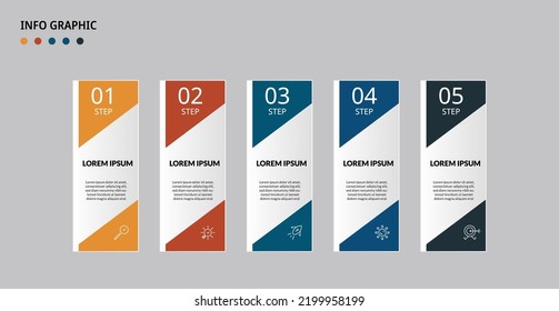 Vector Infographic design business template with icons and 5 options or steps. Can be used for process diagram, presentations, workflow layout, banner, flow chart, info graph