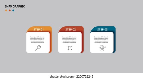 Plantilla de negocio de diseño de infografía vectorial con iconos y 3 opciones o pasos. Se puede utilizar para el diagrama de procesos, presentaciones, diseño de flujo de trabajo, banner, diagrama de flujo, gráfico de información