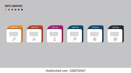 Vector Infographic design business template with icons and 6 options or steps. Can be used for process diagram, presentations, workflow layout, banner, flow chart, info graph