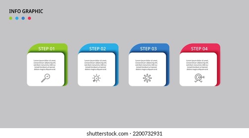 Vector Infografik Design Business Template mit Symbolen und 4 Optionen oder Schritten. Kann für Prozessdiagramm, Präsentationen, Workflow-Layout, Banner, Flussdiagramm, Info-Graphen verwendet werden