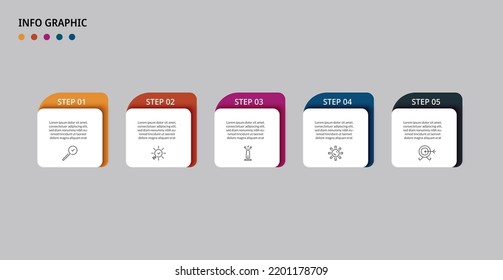 Vector Infographic design business template with icons and 5 options or steps. Can be used for process diagram, presentations, workflow layout, banner, flow chart, info graph